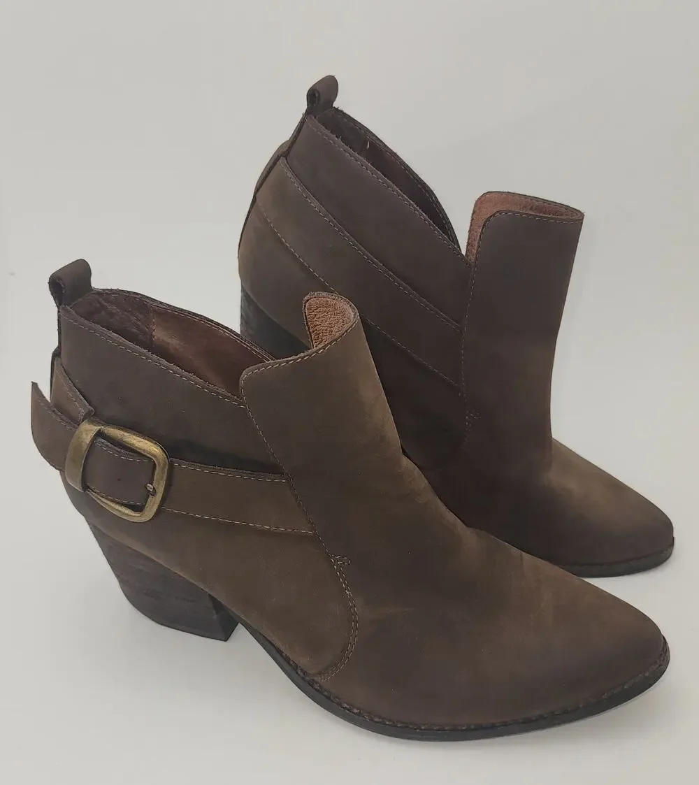 Jeffrey Campbell Ibiza Jonás Leather Brown Booties Size 9.5 Womens